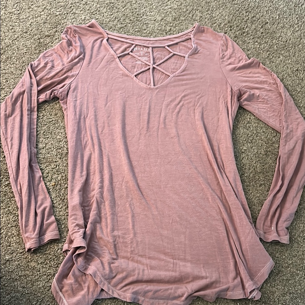 Women's Pink Long Sleeve Top